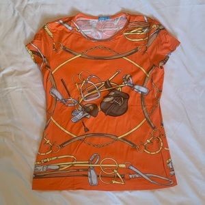 J. McLaughlin Women’s Cap Sleeve Tee Orange MEDIUM